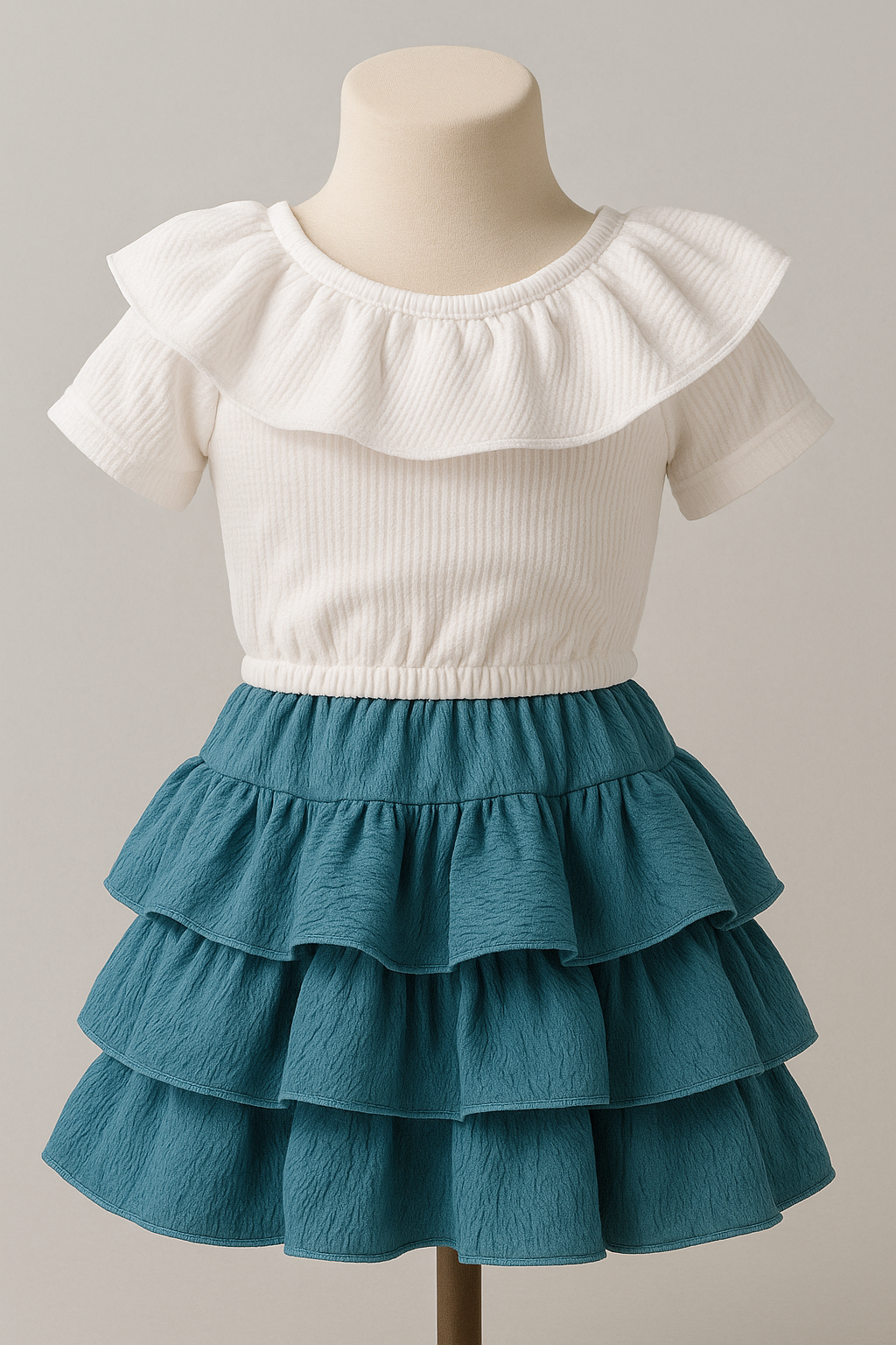 Ocean Mist Blue & White Girls Frock