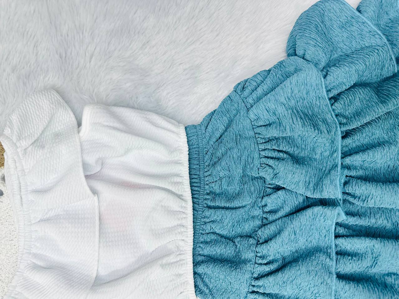 Ocean Mist Blue & White Girls Frock