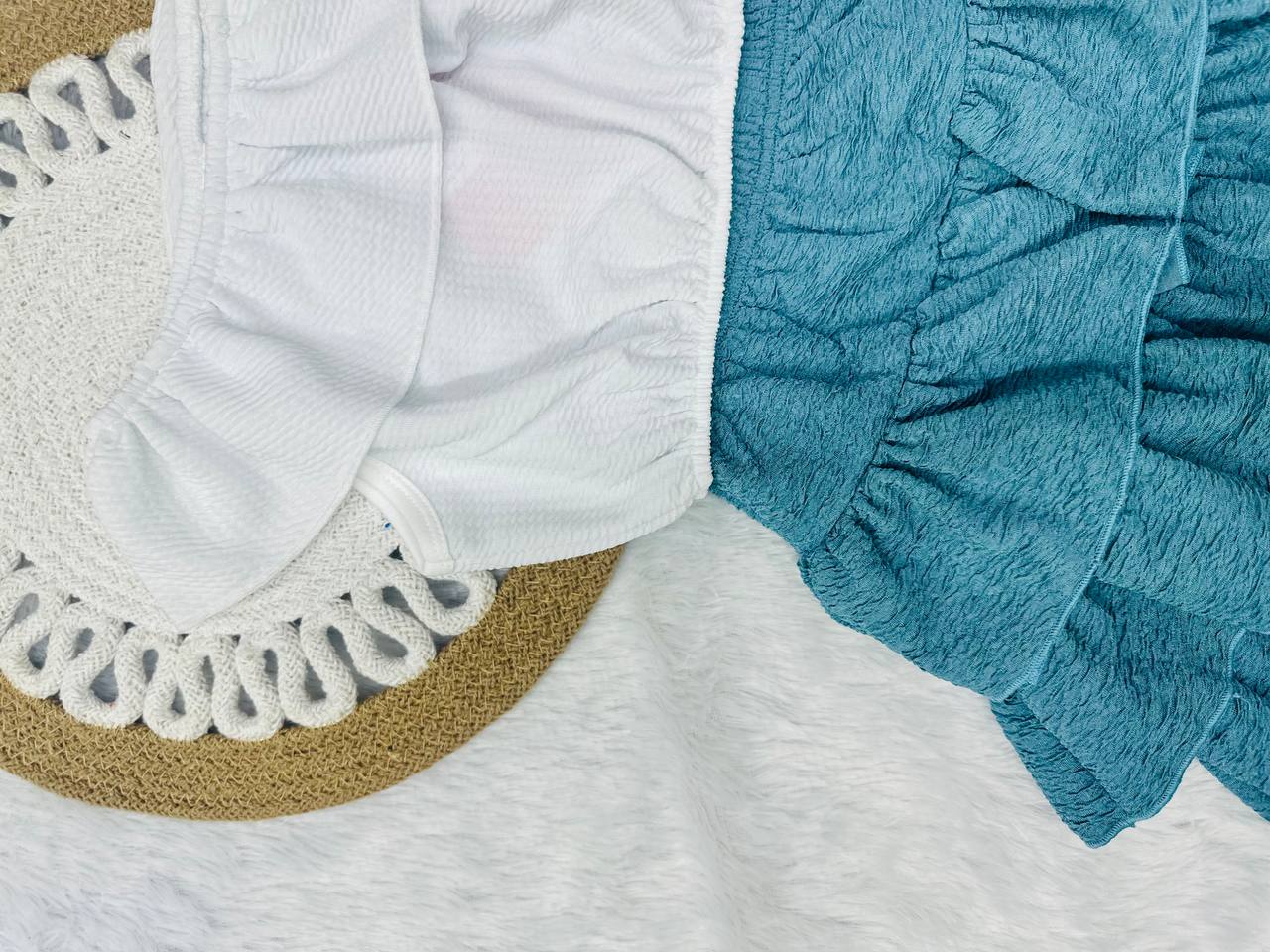 Ocean Mist Blue & White Girls Frock